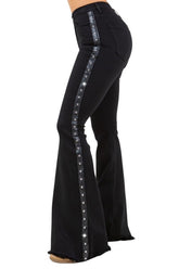Ropin Studded Bell Bottom Jean GJG Denim black 1